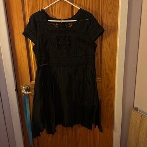 Free People black embroidered dress
